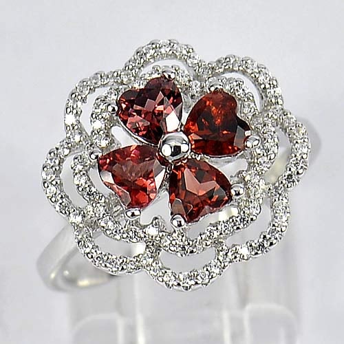 Natural Purplish Red Garnet 925 Sterling Silver Ring Jewelry 3.41 Grams Size 6.5 (1 of 3)