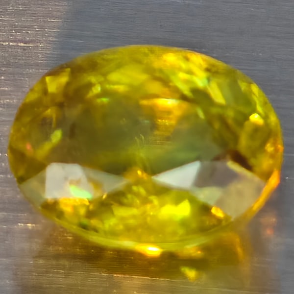 Natural Multi Color Titanium Rainbow Spark Sphene Gemstones 1.59 Ct. Oval Shape 7.9 x 6.4 Mm (1 of 3)