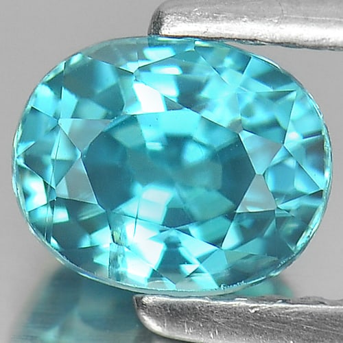Natural Blue Zircon 1.59 Ct. Oval Shape 6.5 x 5.3 Mm Gemstone Form Cambodia (1 of 3)