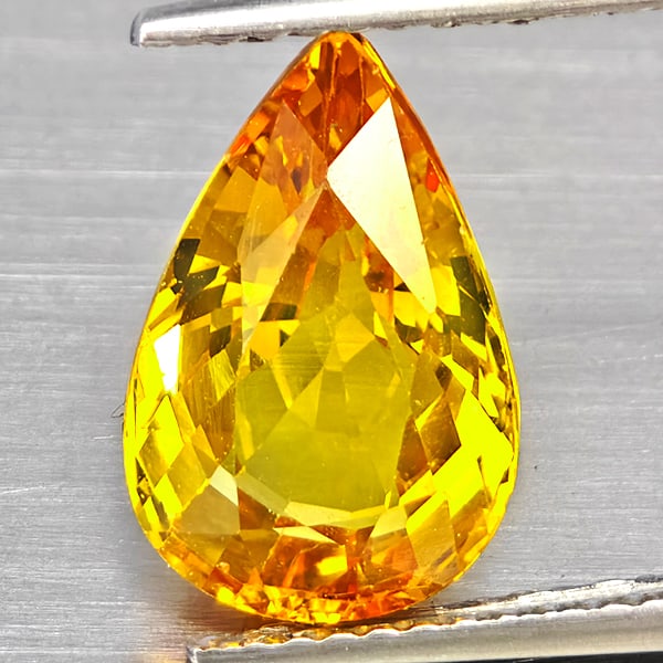 Natural Orangy Yellow Sapphire Gemstone 4.61 Ct. Pear Shape 12.46 x 7.97 Mm (1 of 4)