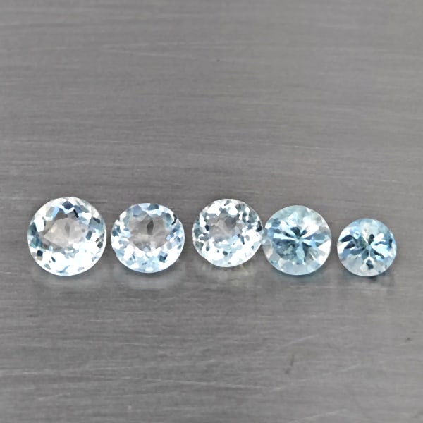Natural Baby Blue Aquamarine 1.54 Ct. 5 Pcs Round Shape Gemstone From Brazil (1 of 3)