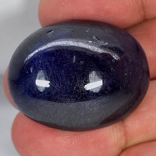 Natural Blue Sapphire 113.72 Ct. Oval Cabochon Shape 33 x 26 Mm Gemstone From Madagascar (1 of 3)