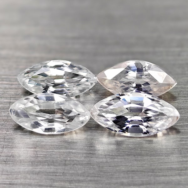 Natural White Color Zircon 2.59 Ct. 4 Pcs Marquise Shape 7.9 x 3.9 Mm Gemstone from Cambodia: Product ID: 807742986 Product Name: Natural Zircon Weight: 2.59 CT. Size: 7.9 x 3.9 x 2.5 MM. Shape: Marquise Color: White Clarity:VSI Luster: Good Gems Origin: Cambodia Treatment: Heated Crystal Stru