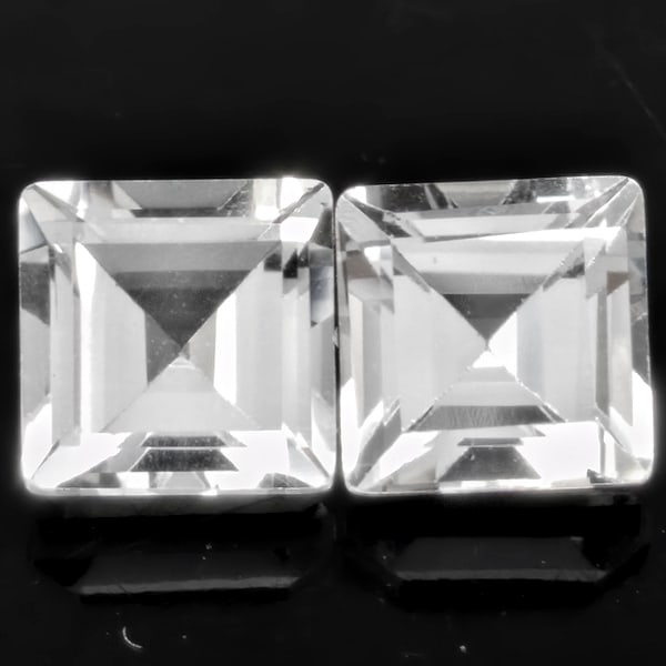 Natural White Topaz 2.68 Ct. 2 Pcs. Square Shape 6.1 Mm Gemstones From Brazil (1 of 3)
