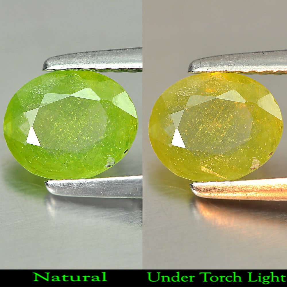 Natural Green Titanium With Rainbow Spark Sphene 1.14 Ct. Oval Shape 7.8 x 6.5 Mm Gemstone From: Product ID: 806507973 Product Name: Natural Sphene Weight: 1.14 CT. Size: 7.8 x 6.5 x 2.6 MM. Shape: Oval Color: Green Clarity:SI1 Luster: Adamantine Gems Origin: Madagascar Treatment: Unheated Crysta