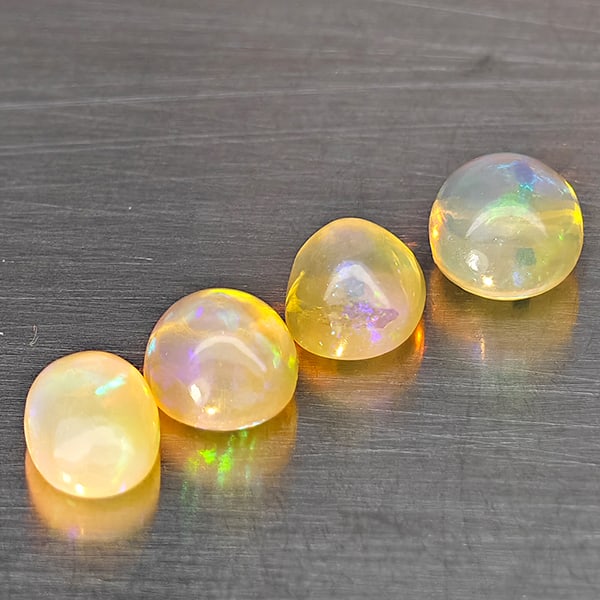 Natural Multi Color Opal 1.52 Ct. 4 Pcs Oval Cabochon Shape 6.3 x 4.5 Mm Gemstones From Ethiopia (1 of 3)