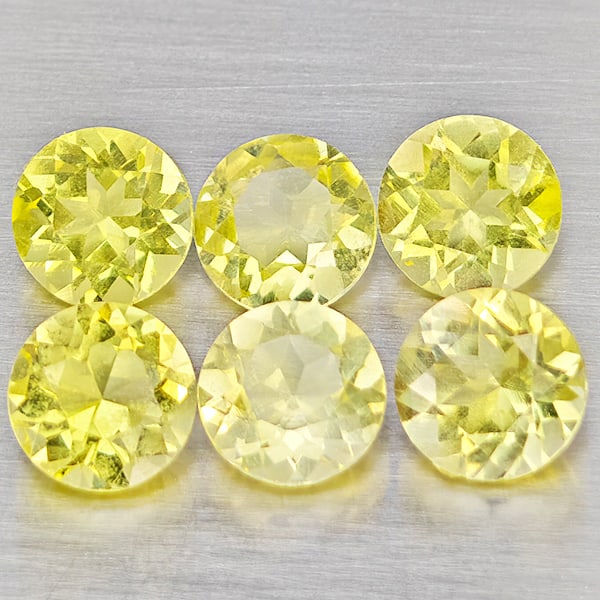 Natural Yellow Lemon Quartz Gemstone 4.40 Ct. 6 Pcs Round Shape 6.1 Mm.: Product ID: 805530152 Product Name: Natural Quartz Weight: 4.40 CT. Size: 6.1 x 6.1 x 4.3 MM. Shape: Round Shape Color: Yellow Lemon Clarity:VSI Luster: Good Gems Origin: Brazil Treatment: Unheated Cr