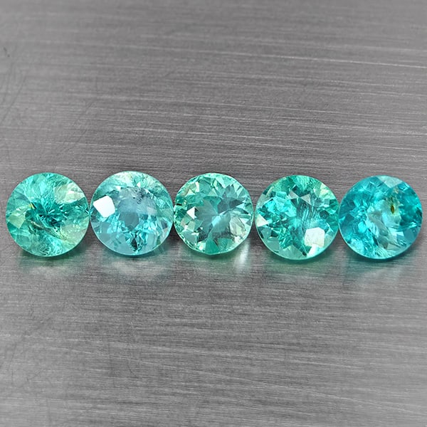 Natural Paraiba Color Apatite Gemstones 3.12 Ct. 5 Pcs Round Shape 5.2 Mm: Product ID: 800613751 Product Name: Natural Apatite Weight: 3.12 CT. Size: 5.2 x 5.2 x 3.9 MM. Shape: Round Color: Paraiba Color Clarity:SI1 Luster: Good Gems Origin: Tanzania Treatment: Unheated Crys
