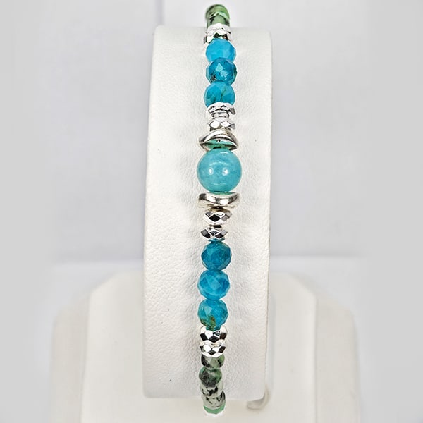 Natural Neon Blue Apatite 952 Sterling Silver Bracelet Jewelry Max Length 6 Inch.: Product ID: 808500251 Product Type: 925 Sterling Silver Fine Jewelry Jewelry Weight: 22.69 Grams. Gemstones Color: Blue Green Metal: Solid Silver 92.5%. Gemstone Detail: Apatite At Your Service: At Tr