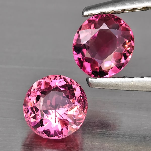 Natural Pink Tourmaline Gemstones 1.16 Ct. 2 Pcs. Round Shape 5.3 Mm. (1 of 3)