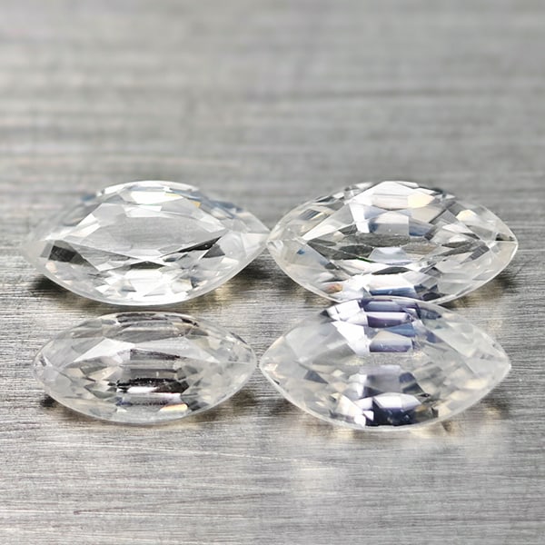 Natural White Color Zircon Gemstones 2.39 Ct. 4 Pcs Marquise Shape 7 x 3.6 Mm. (1 of 3)