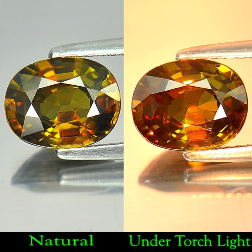 Natural Multi Color Titanium Sphene Rainbow Spark 2.31 Ct. VVSOval Shape 9.2 x 7.3 Mm.: Product ID: 806507734 Product Name: Natural Sphene Weight: 2.31 CT. Size: 9.2 x 7.3 x 4.5 MM. Shape: Oval Color: Multi-Color Clarity:VVS Luster: Strong Iridescent Gems Origin: Madagascar Treatment: Un