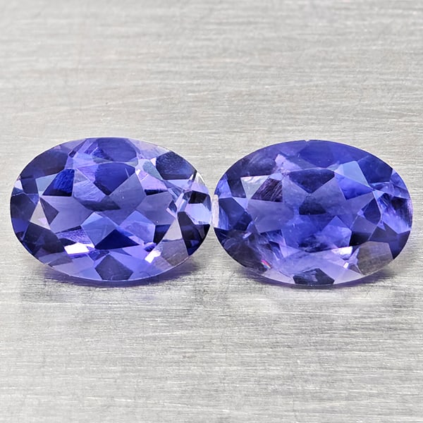 Natural Violetish Blue Iolite Gemstones 1.42 Ct. 2 Pcs Oval Shape 7.3 x 5.2 Mm. (1 of 3)
