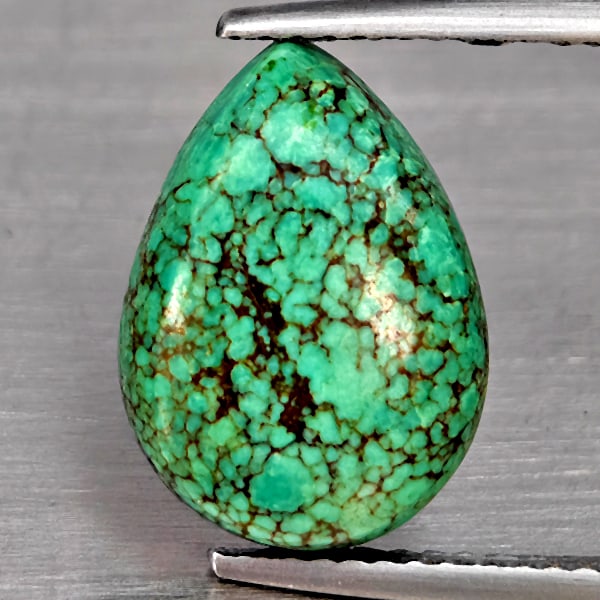 Natural Multi Color Green Turquoise Gemstones 4.08 Ct. Pear Shape Cabochon 14.3 x 10.4 Mm. (1 of 3)