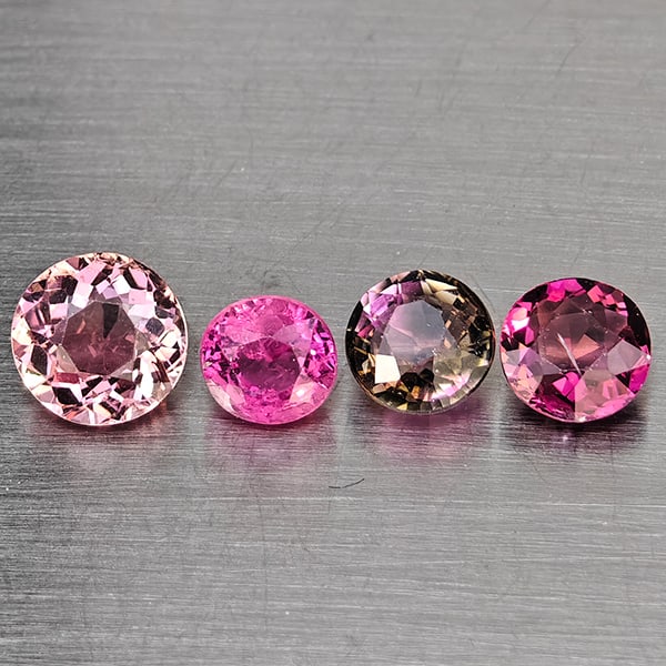 Natural Pink Tourmaline Gemstones 2.21 Ct. 4 Pcs. Round Shape 5.9 Mm.: Product ID: 807251429 Product Name: Natural Tourmaline Weight: 2.21 CT. Size: 5.9 x 5.9 x 3.8 to 4.4 x 4.4 x 3.5 MM. Shape: Round Shape Color: Pink Clarity:SI1 Luster: Good Gems Origin: Nigeria Treatm