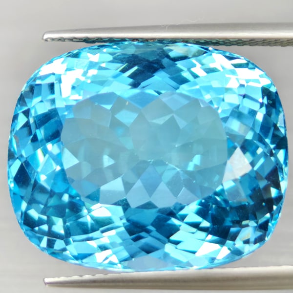 Natural Baby Blue Color Topaz Gemstones 32.03 Ct. Cushion Shape 19.5 x 16.4 Mm. (1 of 3)