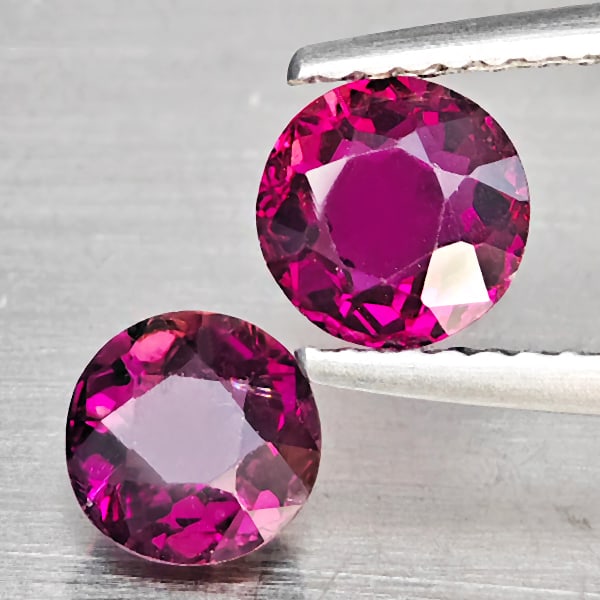 Natural Pink Tourmaline Gemstones 1.60 Ct. 2 Pcs. Round Shape 5.8 Mm. (1 of 3)