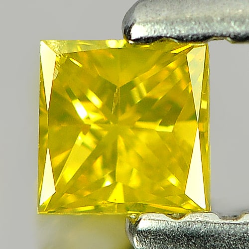 Natural Yellow Loose Diamond 0.12 Ct. Square Princess Cut 2.8 Mm. (1 of 3)