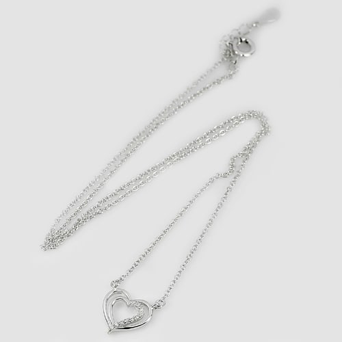 925 Sterling Silver Necklace Jewelry 1.96 Grams Lovely Heart Design 16 Inch. (1 of 3)