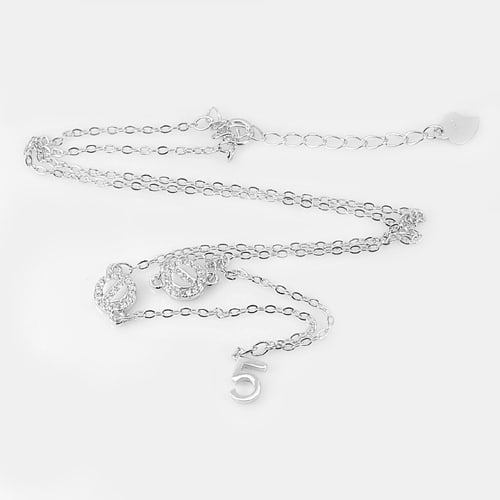 925 Sterling Silver Necklace Jewelry White Gold Plated Length 16 Inch. 2.50 Grams (1 of 3)