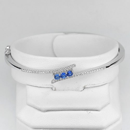 925 Sterling Silver Bangle Jewelry 7.71 Grams with CZ Diameter 55 Mm. Lovely Design (1 of 3)
