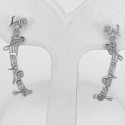 925 Sterling Silver Earrings Jewelry 2.40 Grams Musical Notes Design: Product ID: 280520130 Product Type: 925 Sterling Silver Fine Jewelry Jewelry Weight: 2.40 Grams. Gemstones Color: Silver Metal: Solid Silver 92.5%. Gemstone Detail: About. 2.40 Grams. Round White CZ S