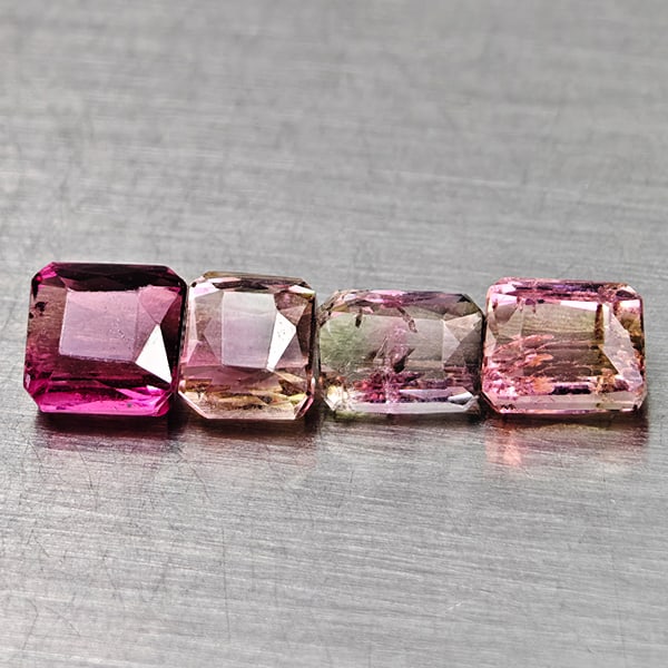 Natural Fancy Color Pink Tourmaline Gemstones 2.54 Ct. 4 Pcs. Octagon Shape Mixed Size: Product ID: 807250600 Product Name: Natural Tourmaline Weight: 2.54 CT. Size: 4.9 x 4.1 x 3.3 to 4.7 x 4 x 3.2 MM. Shape: Octagon Color: Fancy Color Pink Clarity:VSI - SI1 Luster: Good Gems Origin: Ni