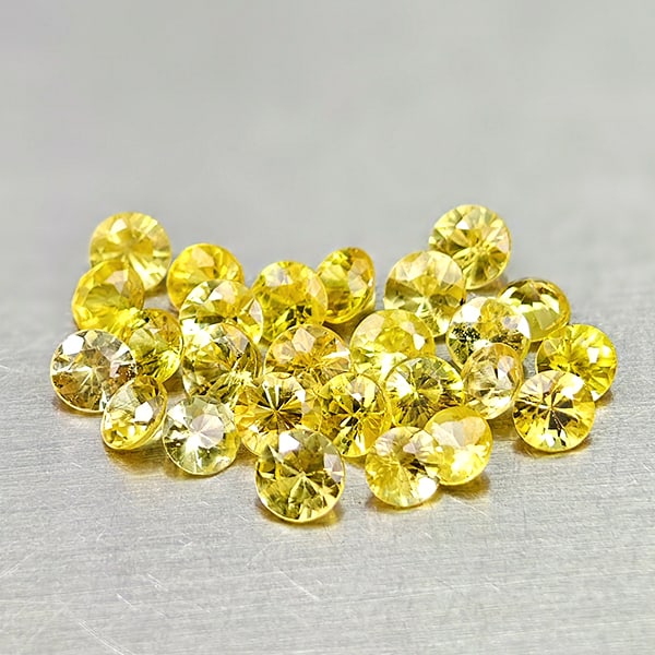 Natural Yellow Songea Sapphire Gemstones 2.23 Ct. 26 Pcs. Round Diamond Cut 2.8 Mm. (1 of 3)