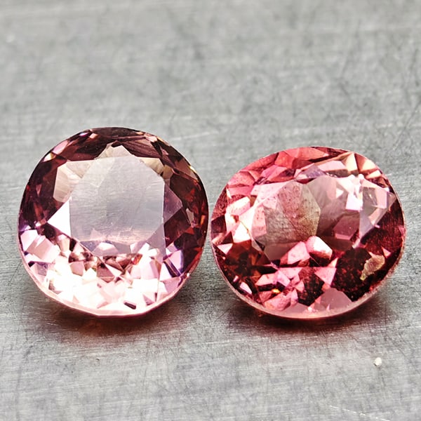 Natural Pink Tourmaline Gemstones 1.31 Ct. 2 Pcs. Oval Shape 5.7 x 5.4 Mm.: Product ID: 807250659 Product Name: Natural Tourmaline Weight: 1.31 CT. Size: 5.7 x 5.4 x 3.3 to 5.5 x 4.9 x 3.4 MM. Shape: Oval Color: Pink Clarity:VSI Luster: Good Gems Origin: Nigeria Treatment: Un
