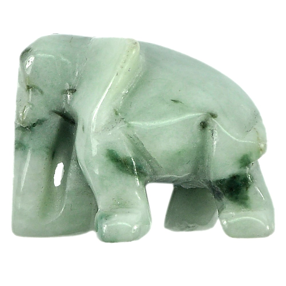 Natural Green Jade Gemstones 52.50 Ct. Elephant Carving Shape 24 x 18 Mm. (1 of 3)