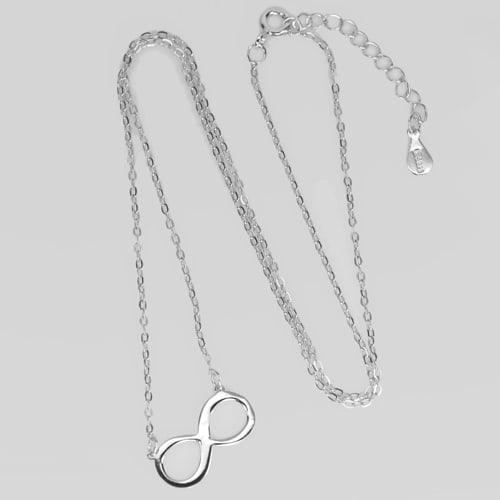 925 Sterling Silver Necelace Jewelry 1.90 Grams Beautiful Infinity Design Length 16 Inch. (1 of 3)