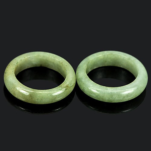 Natural Green Rings Jade Gemstones 24.27 Ct. 2 Pcs. Round Shape Size 5 (1 of 3)