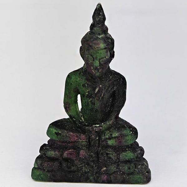 Natural Red Green Ruby Gemstones in Zoisite 62.23 Ct. Buddha Carving Shape 43 x 29 Mm.: Product ID: 805935811 Product Name: Natural Zoisite Carving Weight: 62.23 CT. Size: 43 x 29 x 12.4 MM. Shape: Carving shape Color: Red Green Clarity:Opaque Luster: Good Gems Origin: Madagascar Treatme