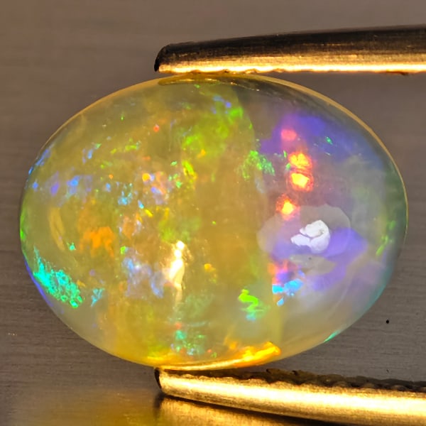 Natural Multi-Color Play Of Colour Opal Gemstones 2.09 Ct. Oval Cabochon Shape 11.5 x 8.9 Mm. (1 of 3)
