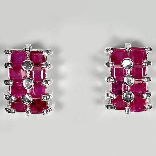 Natural Red Ruby Gemstones 925 Silver Jewelry 2.19 Grams Earrings: Product ID: 205100902 Product Type: 925 Sterling Silver Fine Jewelry Jewelry Weight: 2.19 Grams. Gemstones Color: Red Metal: Solid Silver 92.5%. Gemstone Detail: Center: Natural Purplish Red Ruby Squa