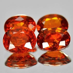 Natural Orange Spessartine Garnet Gemstones 3.26 Ct. 4 Pcs. Oval Shape: Product ID: 802927943 Product Name: Natural Spessartine Weight: 3.26 CT. Size: 6.6 x 4.7 x 3 MM. Shape: Oval Color: Orange Clarity:VVS Luster: Good Gems Origin: Namibia,Africa Treatment: Unheated Crys
