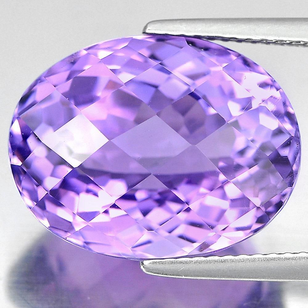 Natural Purple Amethyst Gemstones 13.77 Ct. Oval Checkerboard Cut (1 of 3)