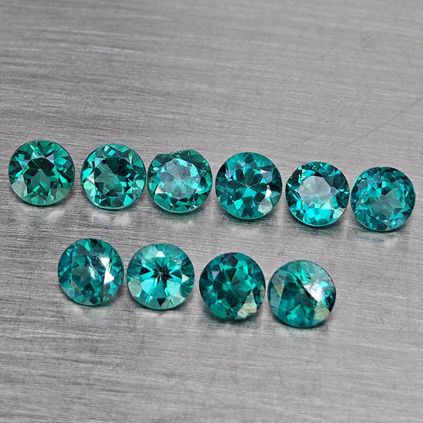 Natural Bluish Green Topaz Gemstones 3.44 Ct. 10 Pcs. Round Shape 4.1 Mm.: Product ID: 807168870 Product Name: Natural Topaz Weight: 3.44 CT. Size: 4.1 x 4.1 x 3.2 MM. Shape: Round Color: Bluish Green Clarity:SI1 Luster: Good Gems Origin: Brazil Treatment: Treated Crystal St