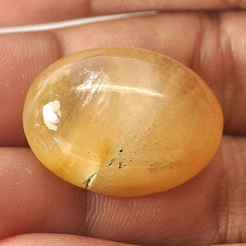 Natural White Gold Rutilated Quartz Gemstones 34.49 Ct. Oval Cabochon Shape 24 x 17.6 Mm. (1 of 3)