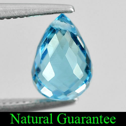 Natural Swiss Blue Topaz Gemstones 1.89 Ct. Briolette with Drilled Shape 7.9 x 5.5 Mm.: Product ID: 807164488 Product Name: Natural Blue Topaz Weight: 1.89 CT. Size: 7.9 x 5.5 x 5.5 MM. Shape: Briolette with Drilled Color: Swiss Blue Clarity:VSI Luster: Good Gems Origin: Brazil Treatment