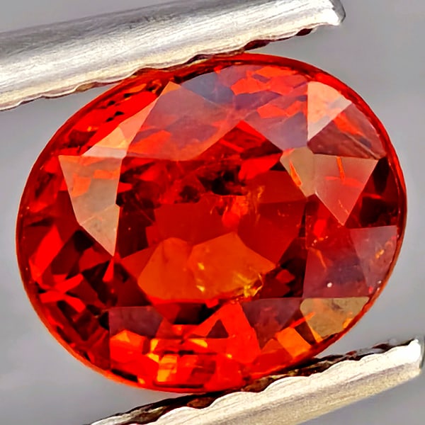Natural Orangish Red Spessartine Garnet Gemstones 1.02 Ct. Oval Shape 5.8 x 4.9 Mm.: Product ID: 802937364 Product Name: Natural Garnet Weight: 1.02 CT. Size: 5.8 x 4.9 x 4 MM. Shape: Oval Shape Color: Orangish Red Clarity:SI1 Luster: Good Gems Origin: Namibia Treatment: Unheated Crys