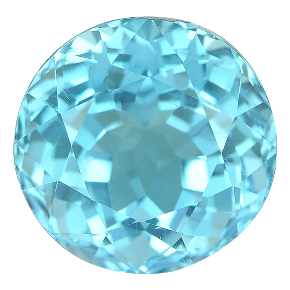 Natural Swiss Blue Topaz Gemstones 11.67 Ct. IF Round Shape 12.7 Mm.: Product ID: 807160738 Product Name: Natural Blue Topaz Weight: 11.67 CT. Size: 12.7 x 12.7 x 9.7 MM. Shape: Round Color: Swiss Blue Clarity:IF Luster: Very Good Gems Origin: Brazil Treatment: Treated 