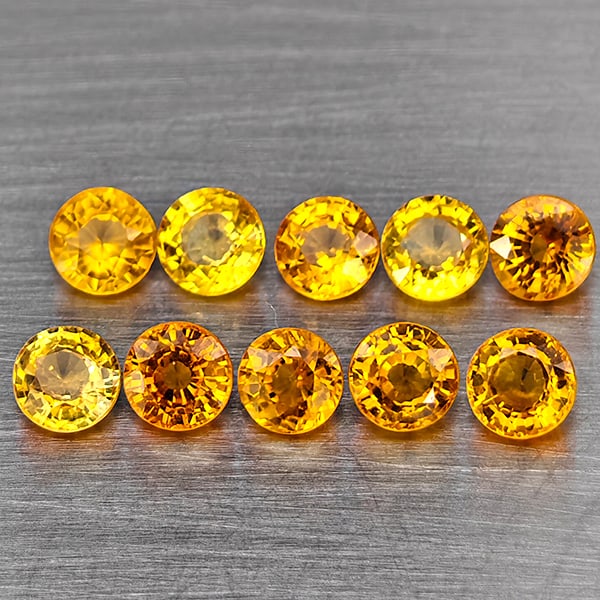 Natural Yellow Sapphire Gemstones 2.38 Ct. 10 Pcs. Round Shape 3.6 Mm. (1 of 3)