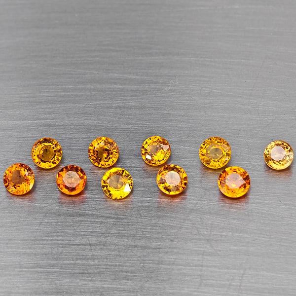 Natural Yellow Songea Sapphire Gemstones 2.58 Ct. 10 Pcs. Round Shape: Product ID: 806130452 Product Name: Natural Yellow Sapphire Weight: 2.58 CT. Size: 3.6 x 3.6 x 2.1 to 3.8 x 3.8 x 2.8 MM. Shape: Round Color: Yellow Clarity:VSI Luster: Good Gems Origin: Tanzania Trea