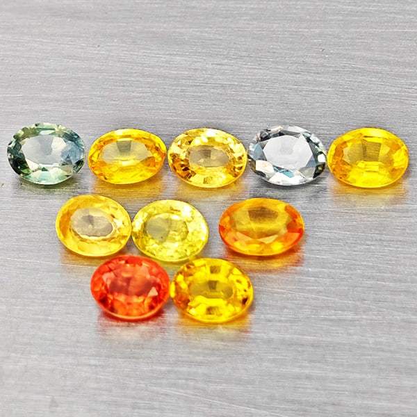 Natural Fancy Color Sapphire Gemstones 1.82 Ct. 10 Pcs. Oval Shape: Product ID: 806162692 Product Name: Natural Sapphire Weight: 1.82 CT. Size: 4 x 3.1 x 1.7 MM. Shape: Oval Shape Color: Fancy Color Clarity:VSI Luster: Good Gems Origin: Tanzania Treatment: Heated Crys