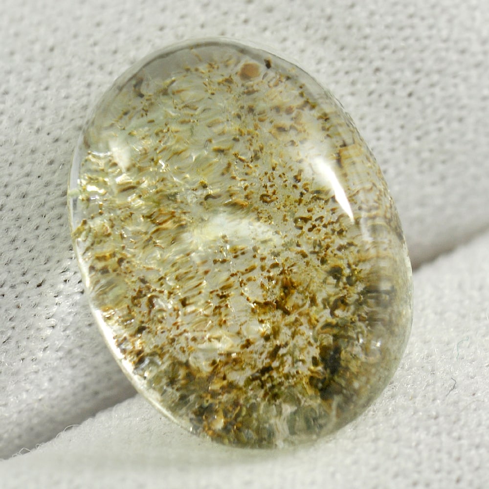 Natural Multi-Color Moss Quartz Gemstones 9.49 Ct. Oval Cabochon 15.8 x 11.9 Mm.: Product ID: 805529633 Product Name: Natural Quartz Weight: 9.49 CT. Size: 15.8 x 11.9 x 7 MM. Shape: Oval Cabochon Color: Multi-Color Clarity:Semi - Transparent Luster: Good Gems Origin: Thailand Trea