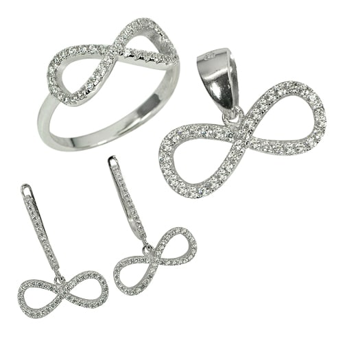 925 Sterling Silver Jewelry Sets Ring Size 8 Earrings & Pendants: Product ID: 220000260 Product Type: 925 Sterling Silver Fine Jewelry Jewelry Weight: 7.42 Grams. Ring Size: 8 Resizable(Fee) Gemstones Color: White Metal: Solid Silver 92.5%. Gemstone Detail: Pendants