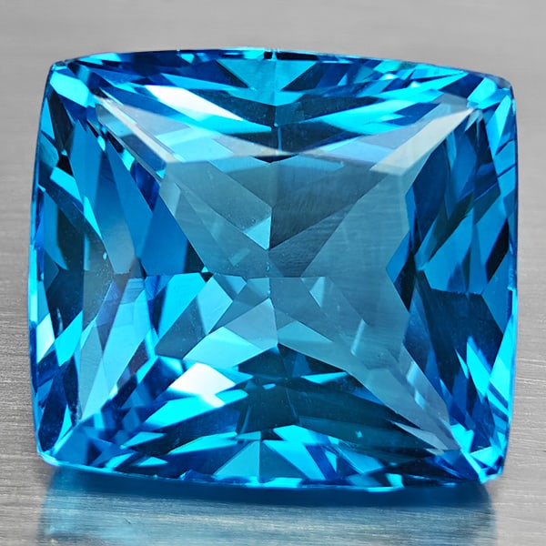 Natural Swiss Blue Gemstones 44.35 Ct. Cushion Shape 20 x 18 Mm. (1 of 3)