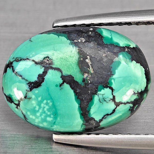 Natural Multi Color Green Turquoise Gemstones 4.65 Ct. Oval Shape Cabochon 14.3 x 10.3 Mm. (1 of 3)
