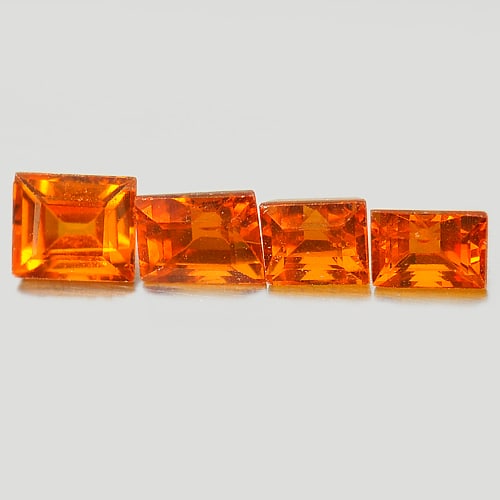 Natural Orange Spessartine Garne t2.27Ct 4 Pcs. Baguette Shape: Product ID: 802923580 Product Name: Natural Spessartine Weight: 2.27 CT. Size: 4.7 x 4.1 x 2.8 To 4 x 3.4 x 3 MM. Shape: Baguette Color: Orange Clarity:SI Luster: Good Gems Origin: Nigeria Treatment: 